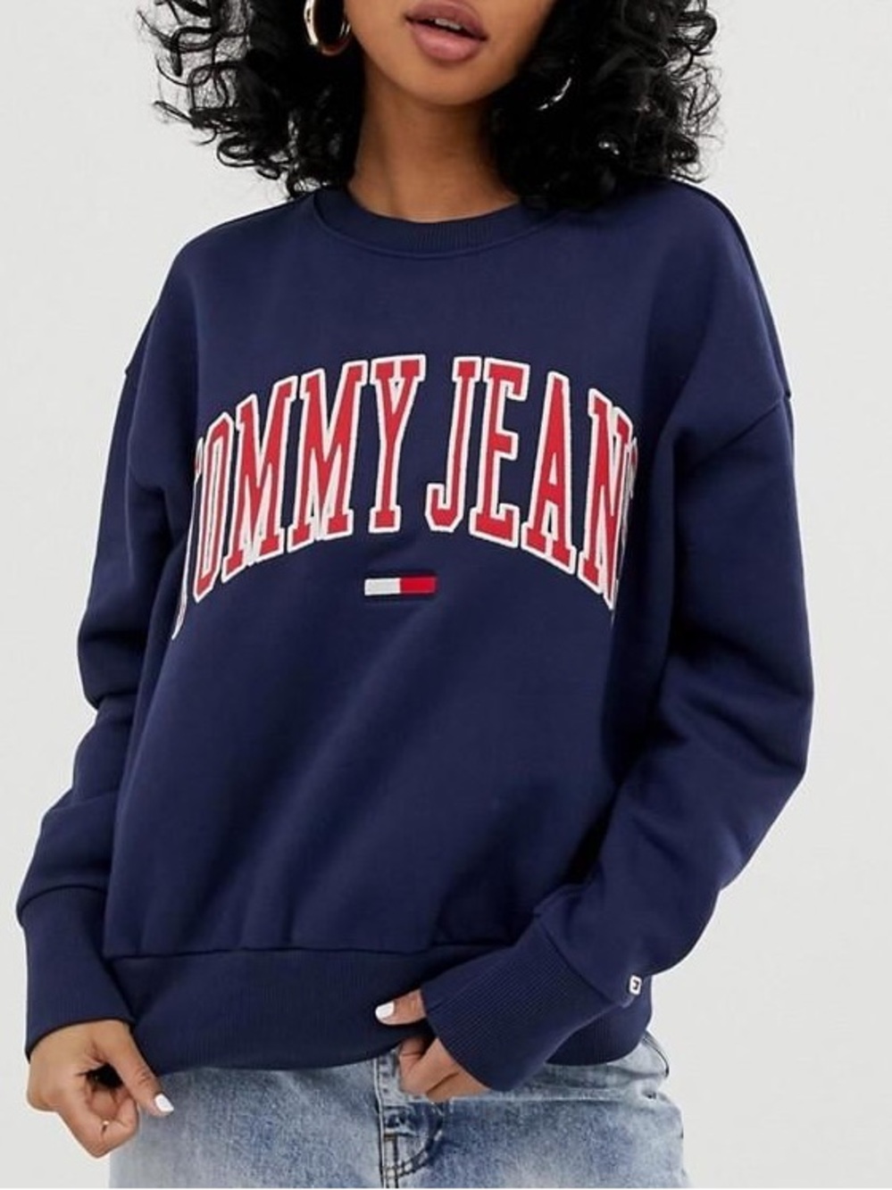 Tommy Hilfiger Clean Collegiate Crew Neck Sweatshirt Navy Blue Crew Size XS